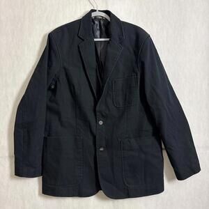 Duluth Trading Co Men's Size Large Tall Black Canvas Button Up Blazer Jacket